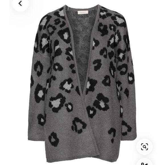 Triangle Gray Black Open Front Animal Print Cardigan Sweater Plus Size 20X - Picture 2 of 5